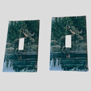 Vintage Leviton Wall Light Switch Plate Covers Moose Wildlife Rustic Cabin Lot 2